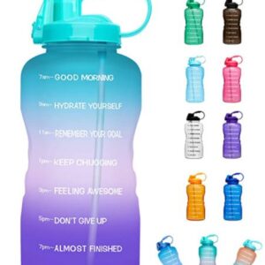 Giotto Large 1 Gallon/128oz (When Full) Motivational Water Bottle with Time Marker & Straw, Leakproof Tritan BPA Free for Fitness, Gym and Outdoor Sports