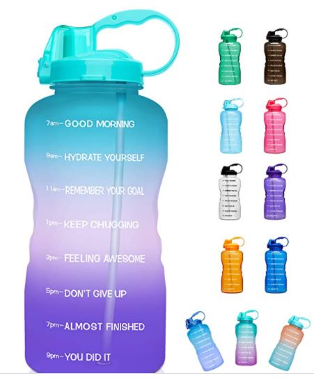 Giotto 64 oz/128 oz Motivational Water Bottle with Time Marker & Removable Straw,Leakproof BPA Free Wide Mouth Sports Water Jug with Handle to Remind You Drink More Water and Hydrate in Style 
