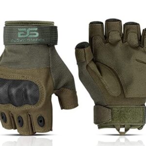 Glove Station The Combat Fingerless Military Police Outdoor Sports Tactical Rubber Knuckle Gloves for Men, 1 Pair