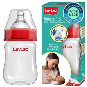 LuvLap Anti-Colic Wide Neck Natura Flo Baby Feeding Bottle, 150ml